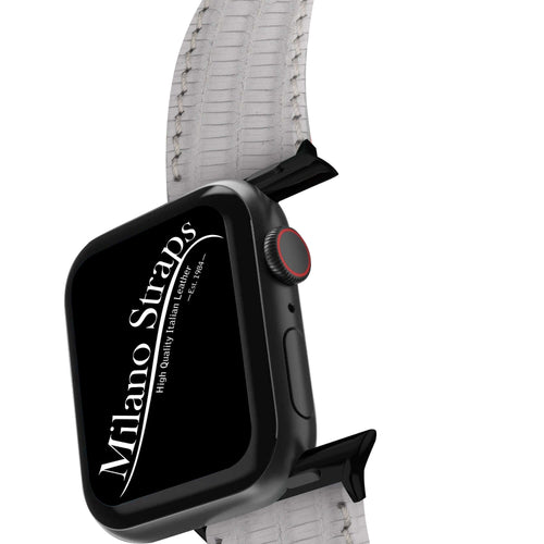 Cinturino Apple Watch in pelle di lucertola autentica grigia 20mm — Milano Straps