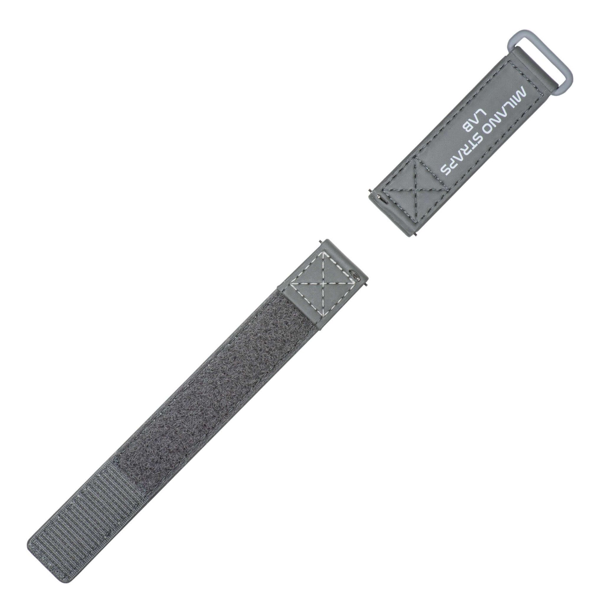 Grey Velcro® Watch Band Ecru Stitches 20mm - Velco® watch bands- Milano Straps
