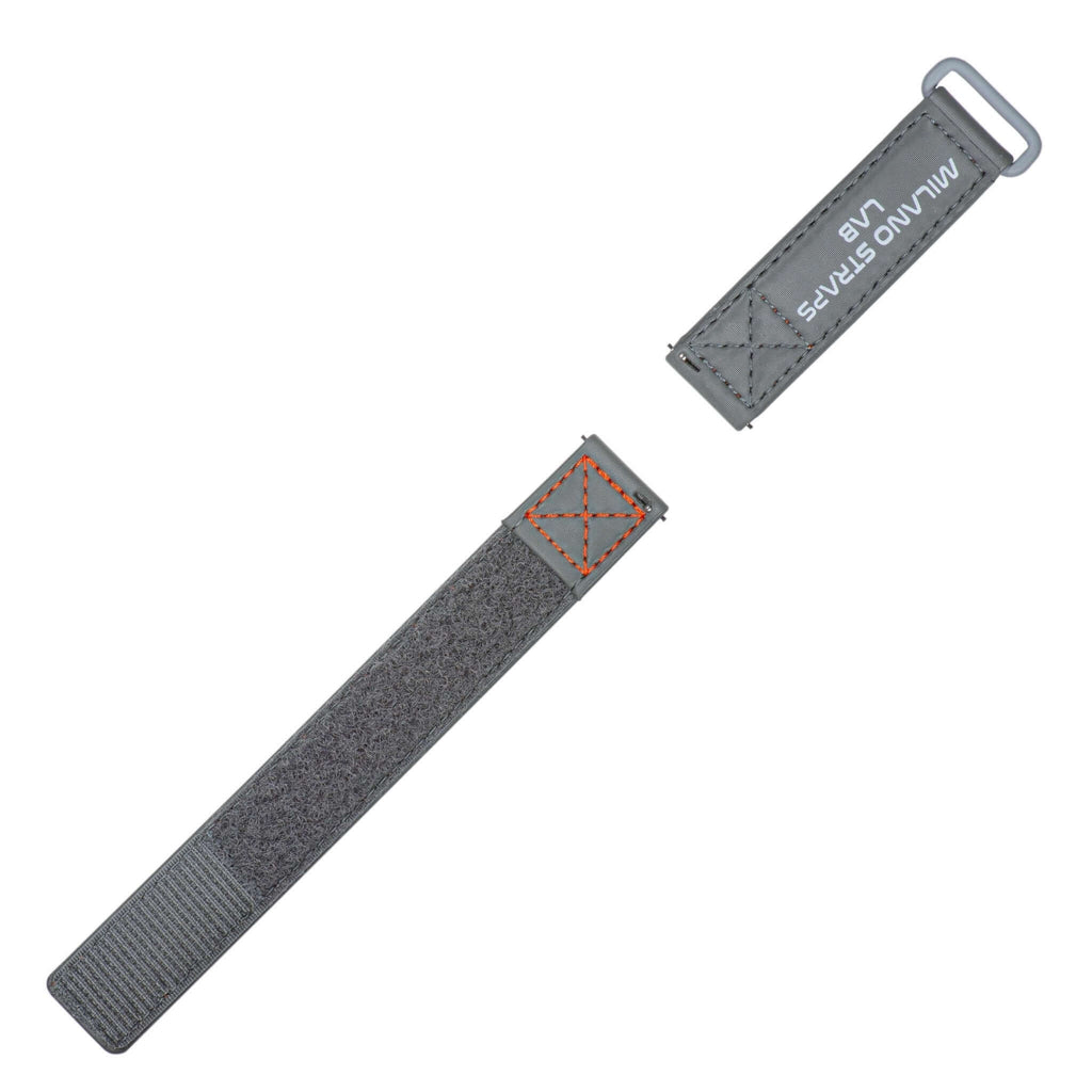 Grey Velcro® Watch Band Red Stitches 20mm - Velco® watch bands- Milano Straps
