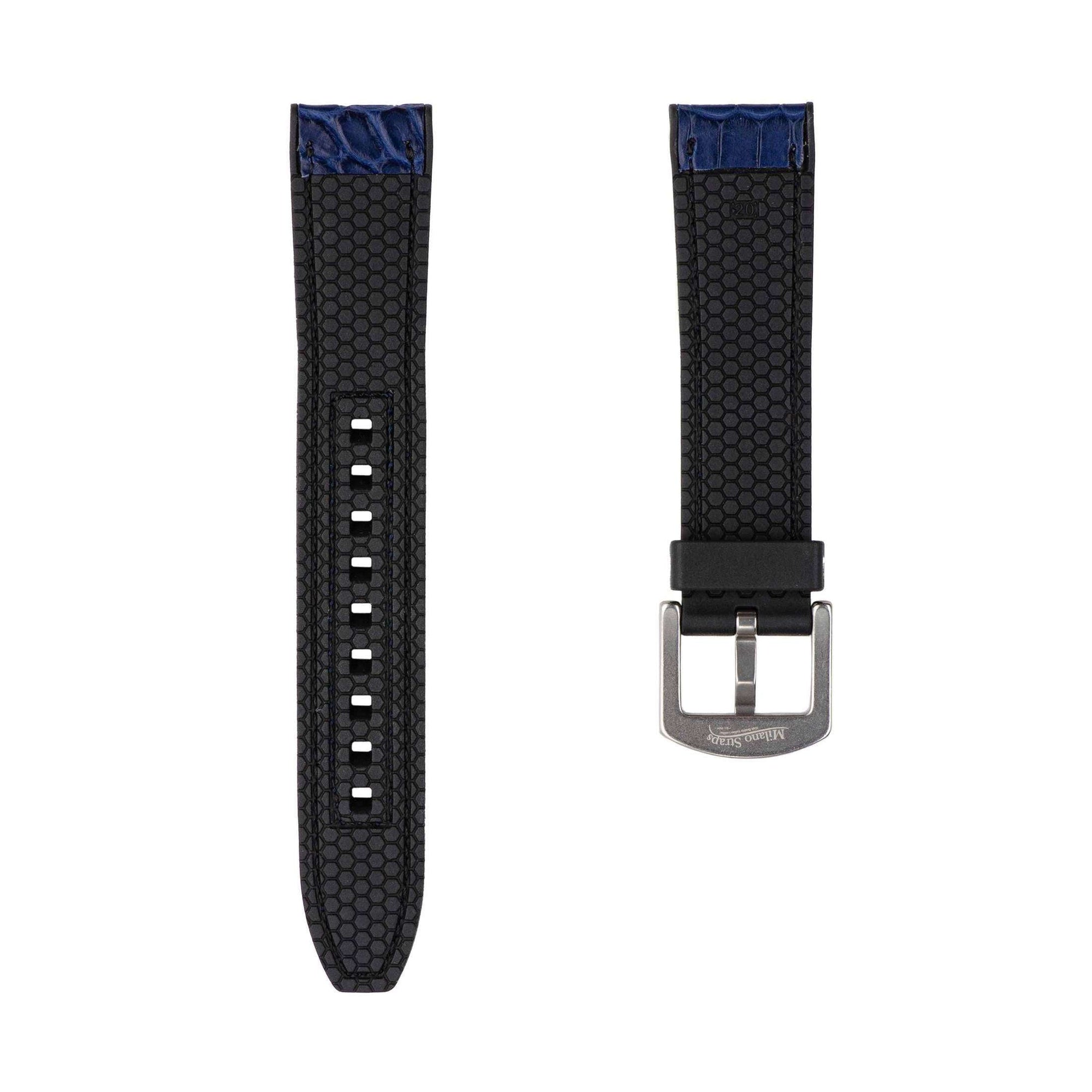 Blu Alligator Watch Rubber Band - Rubber Strap- Milano Straps