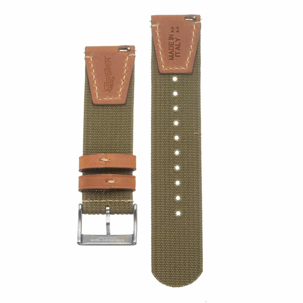 Cinturino orologio verde militare due pezzi eco-compatibile con quick-release — Milano Straps