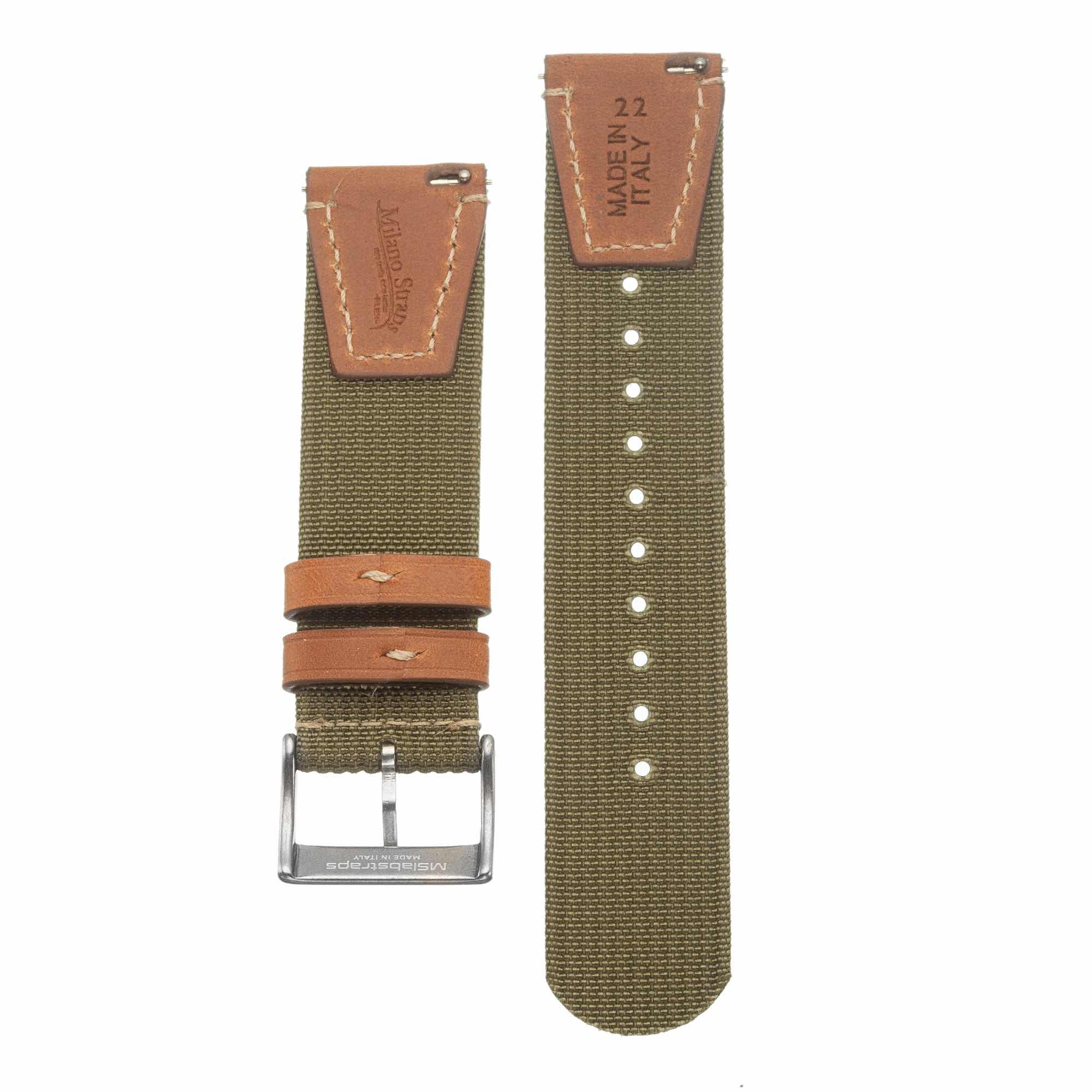 Cinturino orologio verde militare due pezzi eco-compatibile con quick-release — Milano Straps
