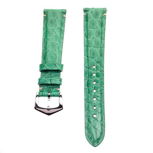 Cinturino alligatore verde Millennium cuciture minimali 20mm Made in Italy — Milano Straps