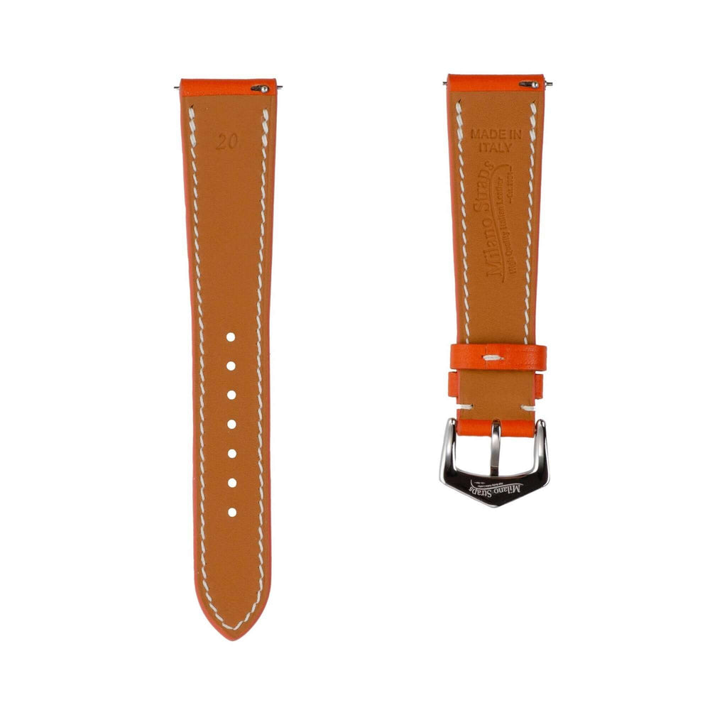 Orange Barenia Leather Watch Strap - Leather strap- Milano Straps