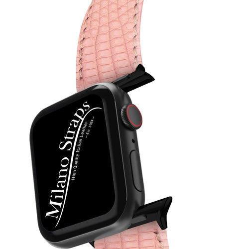 Cinturino Apple Watch in pelle di lucertola rosa 20mm artigianale — Milano Straps