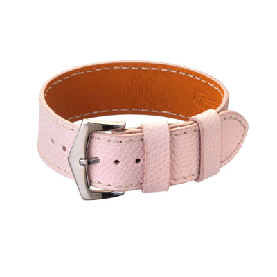Cinturino single pass rosa in vitello martellato 20mm artigianale Made in Italy — Milano Straps