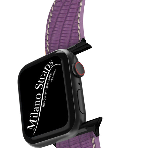 Cinturino Apple Watch in pelle di lucertola viola 20mm artigianale Made in Italy — Milano Straps