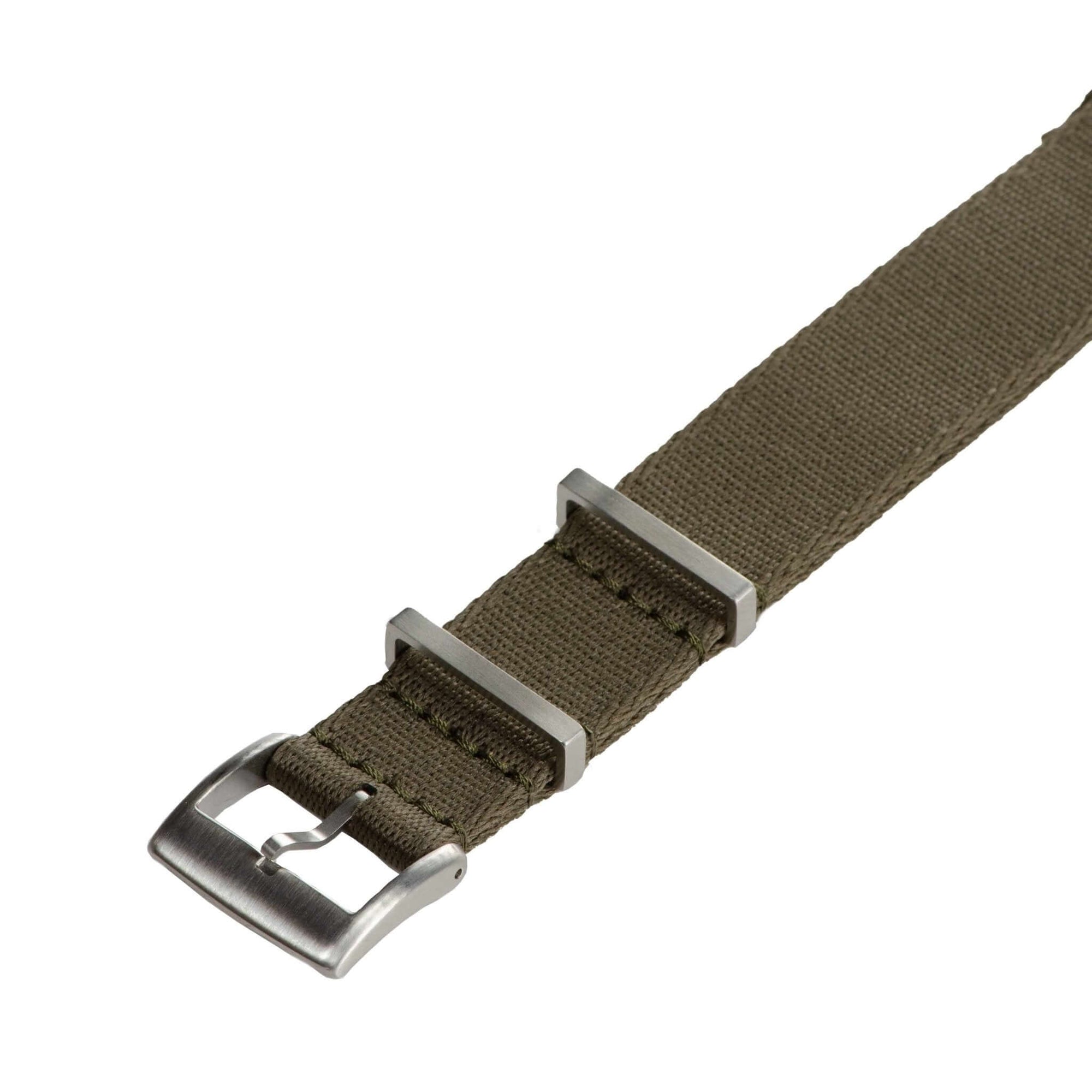 Eco-Friendly  Nylon Military  Watch Strap -  Dark Green - Dark Green Stitches - Recycled NATO straps- Milano Straps