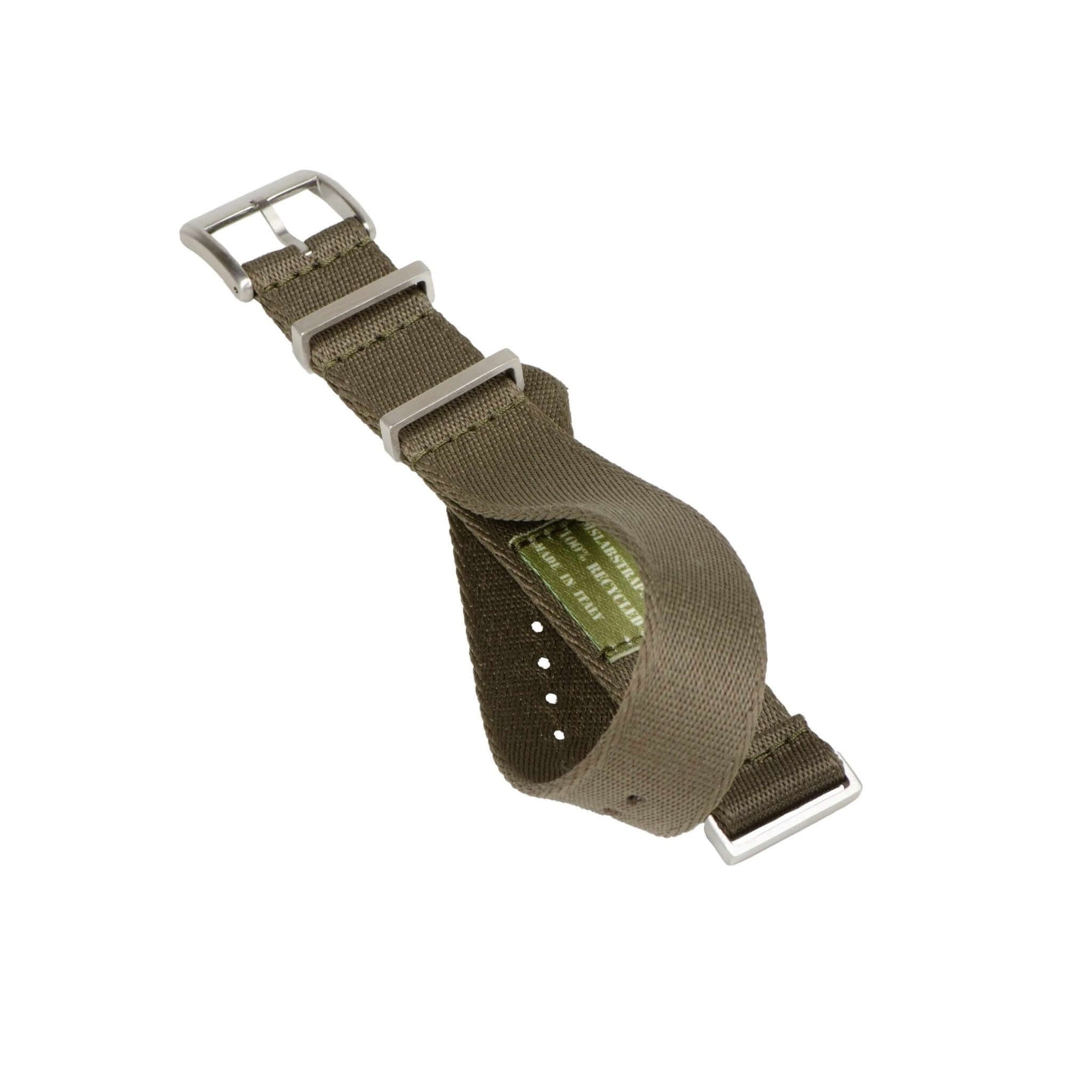 Eco-Friendly  Nylon Military  Watch Strap -  Dark Green - Dark Green Stitches - Recycled NATO straps- Milano Straps