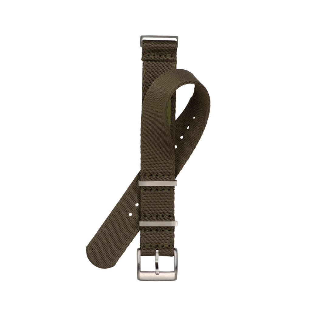 Eco-Friendly  Nylon Military  Watch Strap -  Dark Green - Dark Green Stitches - Recycled NATO straps- Milano Straps