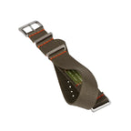 Bracelet militaire en nylon recyclé — Gris avec surpiqûres rouges
