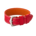 Cinturino single pass rosso in vitello martellato, design a pezzo unico, Made in Italy — Milano Straps