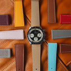 Cinturino pelle vitello martellata grigio cuciture ecru — disponibile 18mm 20mm 22mm 24mm — Milano Straps