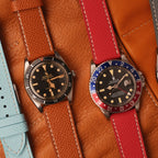 Green Saffiano  Leather Ecru Stitches  Watch Strap