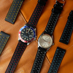 Black & Red "Driver" Leather Watch Strap