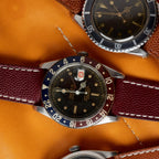 Black Hammered Calfskin Ecru Stitches Watch strap