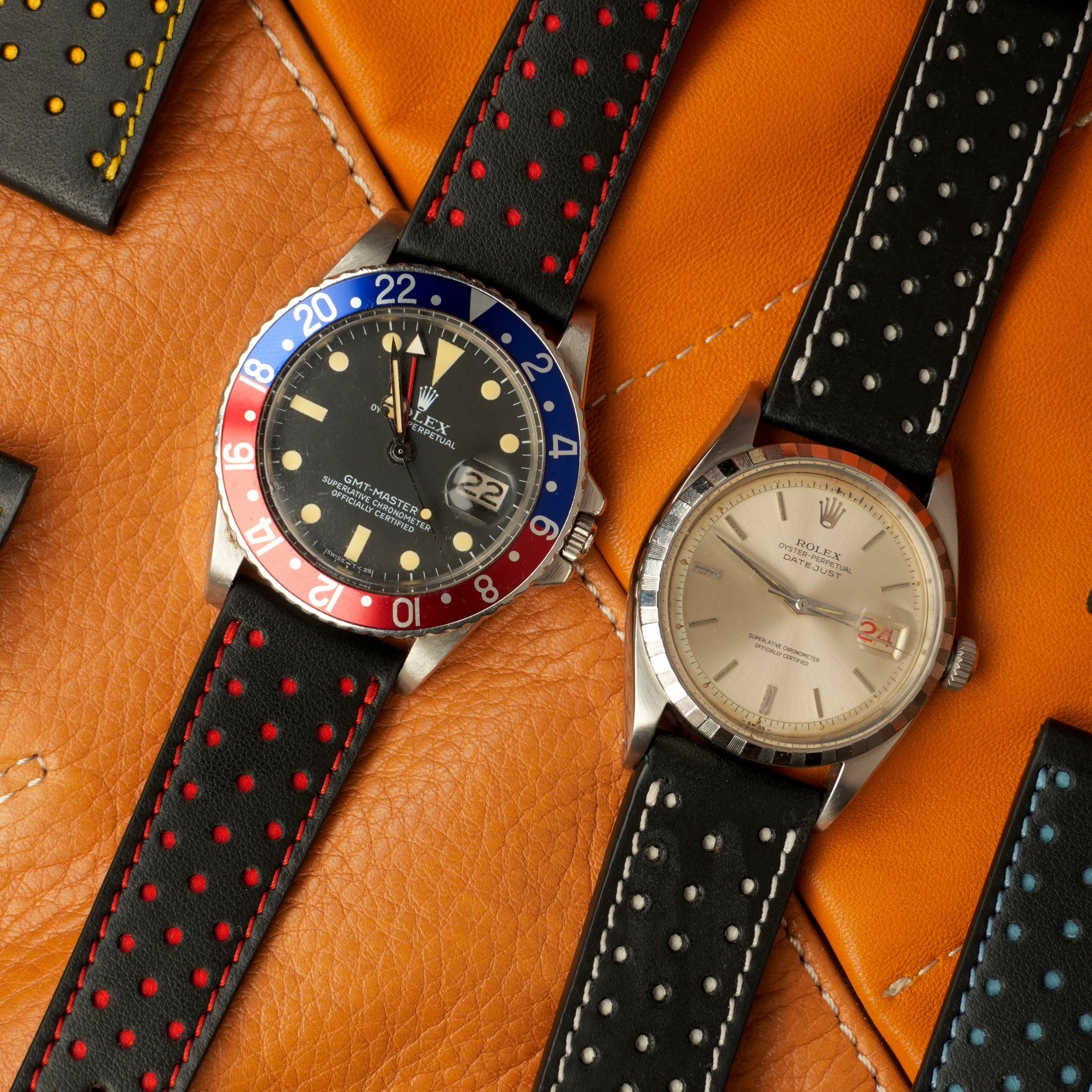 Black & Yellow "Driver" Leather Watch Strap