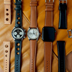 Green Hammered Calfskin Ecru Stitches Watch strap