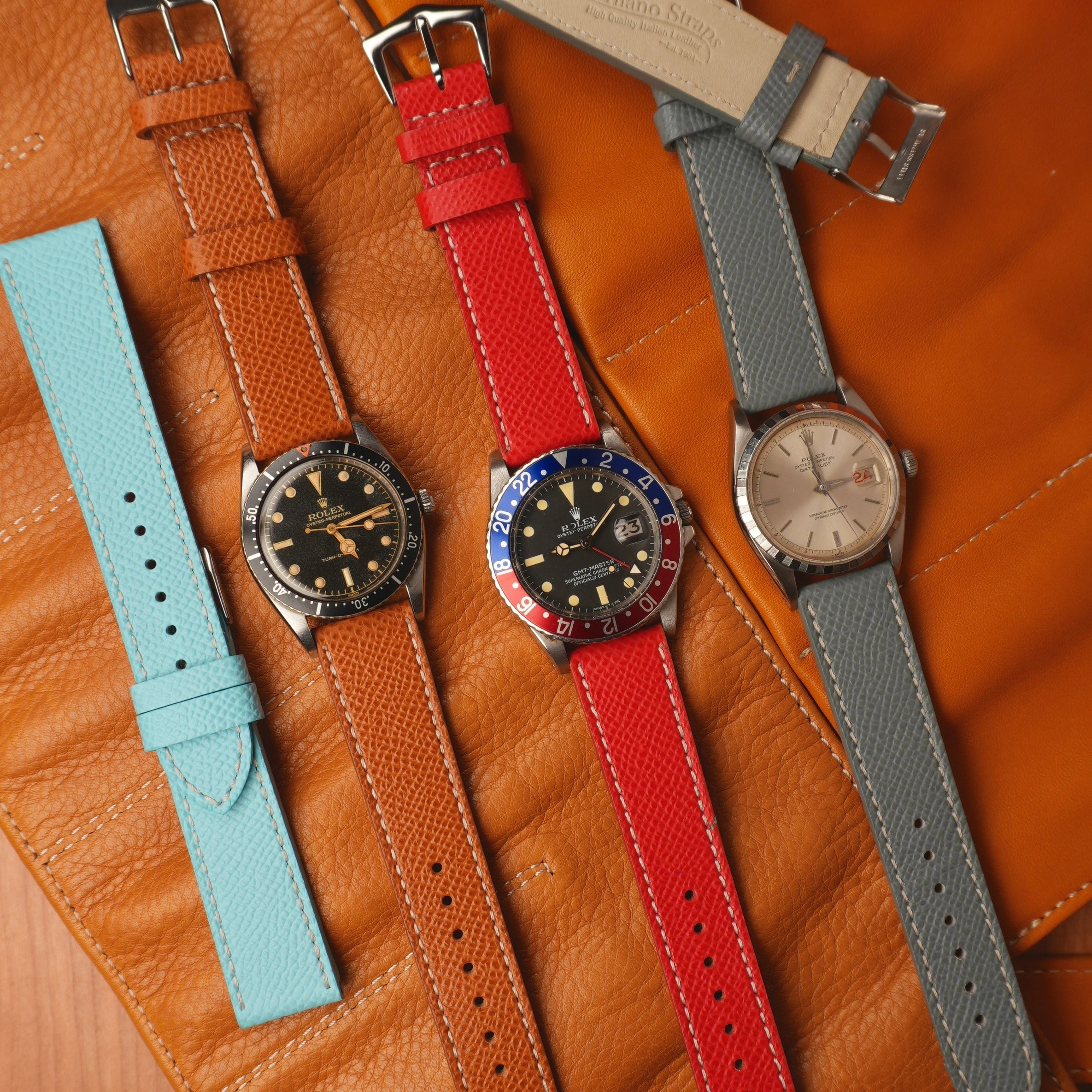 Rolex  watch on an Italian leather watch strap by Milano Straps suitable for everyday and travel wear