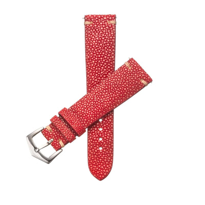 Cinturino in pelle di razza rosso texture naturale a tubercoli — Milano Straps