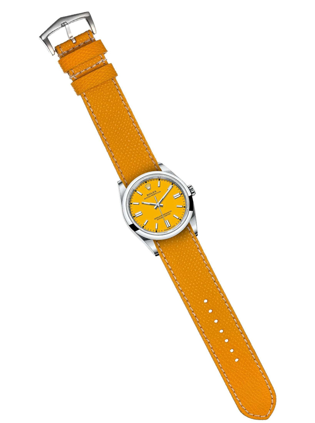 Cinturino single pass vitello martellato giallo 20mm Made in Italy — Milano Straps