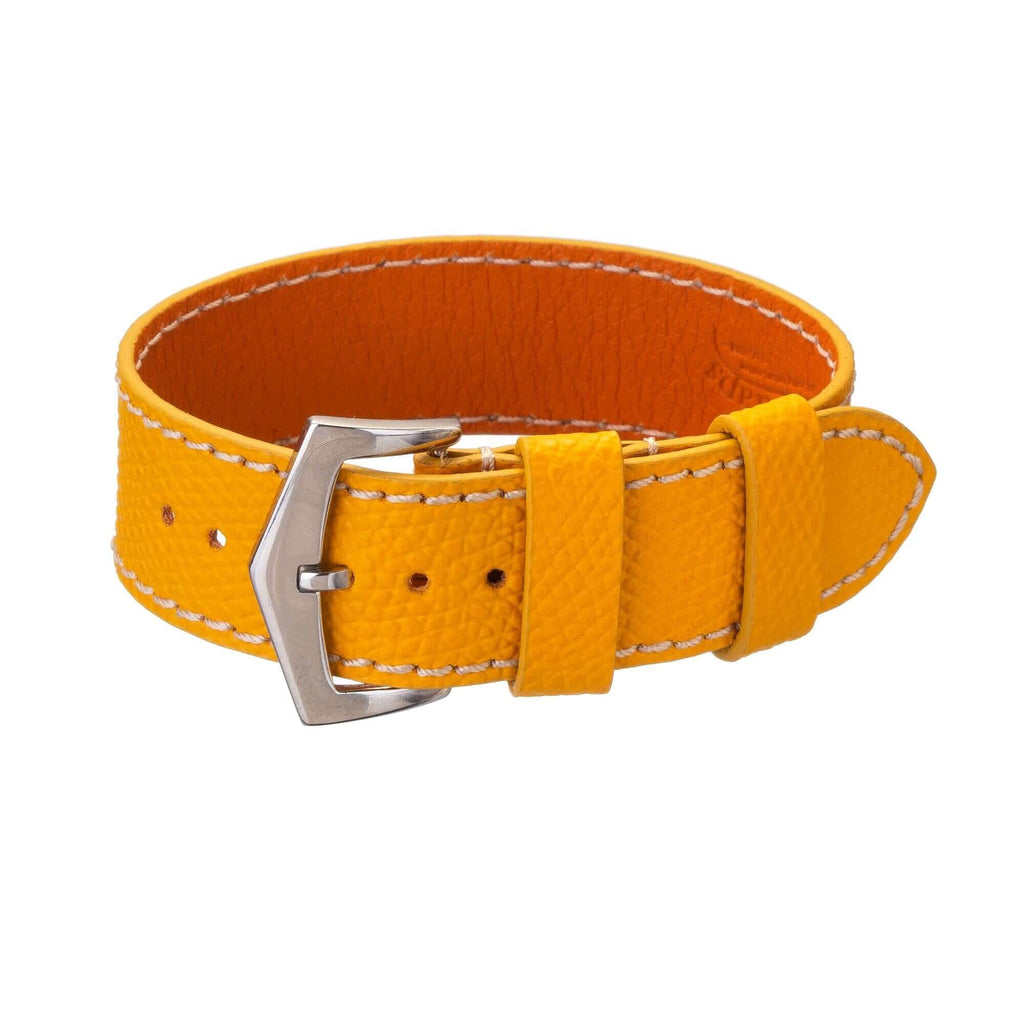 Cinturino single pass vitello martellato giallo 20mm Made in Italy — Milano Straps